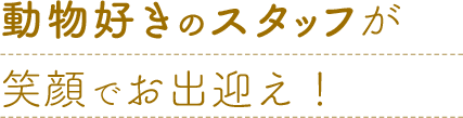 動物好きのスタッフが笑顔でお出迎え！