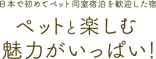 日本で初めてペット同室宿泊を歓迎した宿 ペットと楽しむ魅力がいっぱい！