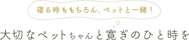 寝る時ももちろん、ペットと一緒！ 大切なペットちゃんと寛ぎのひと時を